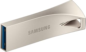 Samsung BAR Plus USB Flash Drive Type-A 128GB 400MB/s Write 60MB/s Durable USB 3.1 Memory Stick with Key Ring, Champagne Silver MUF-128BE3/APC