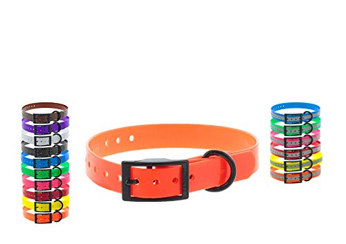 CANIHUNT Collier Xtreme Polyuréthane - Boucle Double - 16 Coloris (2.5 x 0.25 x 65 cm, Orange)