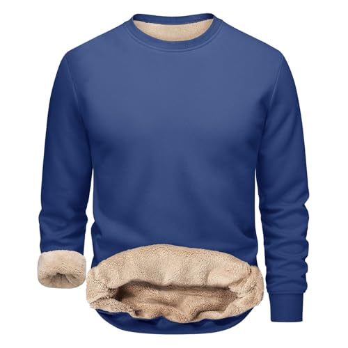JOFOW Men's Fleece Lined Sweatshirts Athletic Warm Winter Pullover Blue - image 6