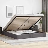 Festnight Canapé Abatible 160 x 200 cm, Cama Canape 160 x 200 cm, Cama Tapizada 160 x 200 cm, con Somier y Espacio de Almacenamiento, Cama Matrimonio, Cama de Almacenamiento Gris