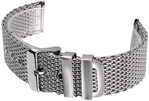 Bracelet en maille d'acier inoxydable argent 22mm 24mm boucle ardillon montre homme