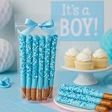 Chocolate Covered made to order Pretzel Rods BLUE colored Theme 16 Pieces
