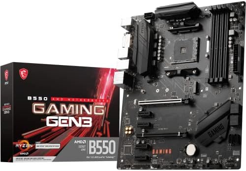 MSI B550 GAMING GEN3 Motherboard, ATX, AM4 - AMD Ryzen 5000 Ready - DDR4 Boost 4400+MHz/OC, PCIe 3.0 x16 Slots, 1 x M.2 Gen3 Slot, 1G LAN