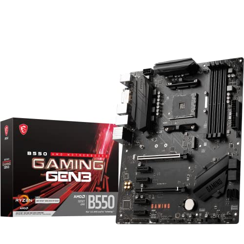 MSI B550 GAMING GEN3 Mainboard ATX, AM4 - AMD Ryzen 5000 bereit - DDR4 Boost 4400+MHz/OC, PCIe 3.0 x16, 1 x M.2 Gen3, 1G LAN