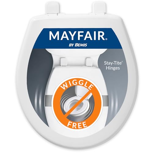 Mayfair Caswell Modern Slow Close Toilet Seat, Durable Plastic Seat, Made in USA, Round, White