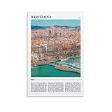 Póster de pared de viaje con paisaje urbano de Barcelona, póster para...