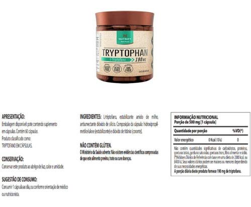 Triptofano 60caps Concentrado Natural Nutrify - Original