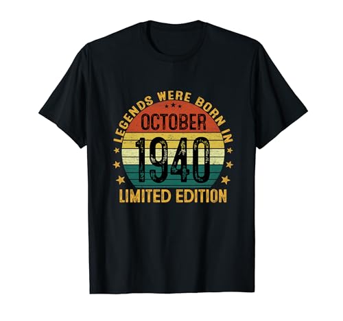 Las Leyendas Nacen En Octubre 1940 Regalo Hombre 84 Años Camiseta
