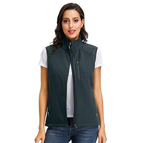 Womens Full Zip Outdoor Softshell Vests Warm Sleeveless Jacket Stand Collar Gilets Outdoor Charcoal XL