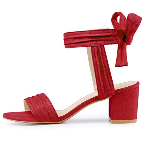 Image of Allegra K Women's Open Toe Ankle Tie Back Block Heels Sandals