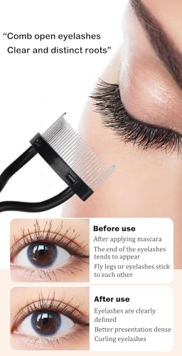 AKOAK 1 Pente feminino portátil para cílios com agulha de aço semiarco, pincel de sobrancelha, ferra