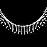 2 Yard Rhinestone Fringe Trim, Rhinestone Trim Ribbon Tassel Belt Chain, Silver Fringe Trims for Clothing Accessories and DIY Craft Decoration, Sparkle Diamond Beaded Fringes for Sewing