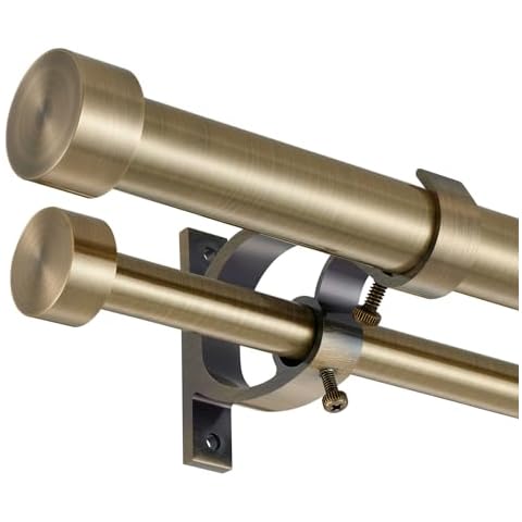 Lwiiom Double Blackout Curtain Rods,1-Inches Front and 5/8 Inches Back Adjustable End Cap Double Window Drapery Rod for Drapes and Curtains (Antique Bronze, 72-144") Cover