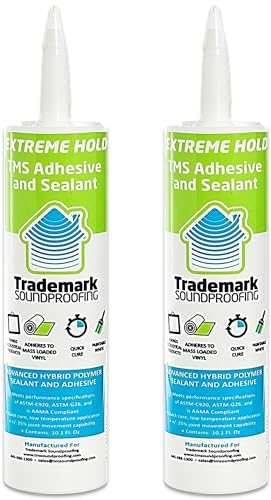 Glue Caulk for Mass Loaded Vynil, Acoustic Foam and Fabric Panels Soundproofing - Adhesive for Acoustic Treatment - Heavy Duty Construction Glue - 6 Tubes