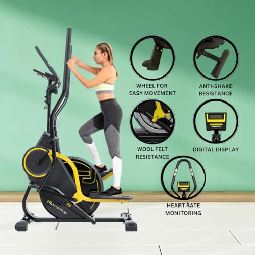 Image of LET'S PLAY 3 in 1 Elliptical Trainer, Vertical Climber and Cross Stepper for Home Gym Use - Full Body Cardio Workout Fitness Training Machine with 12 Kg Flywheel, 120Kg Weight Support