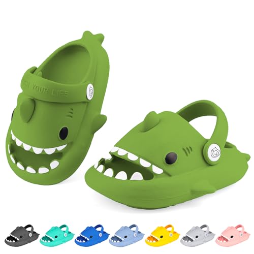 Image of Kids Shark Cloud Slides | Boys Girls Slip On Sandals | Toddler Beach Slippers | Youth Fish Flip Flops Pool Shower Shoes