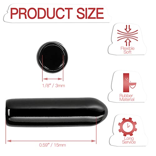 Jamiikury 60PCS Screw Thread Protectors 3mm ID Rubber End Caps Vinyl Flexible End Caps Round Tube Bolt Cap (Black, 60PCS)