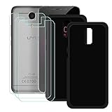 2-Paquetes Flexible Ultra Slim Soft Funda Negro Carcasa Silicona TPU Suave Caso Case Shell Cover + 3 Piezas Protector de Pantalla de Vidrio Templado Film Película Protectora para Umi Plus (5.5 pulgadas).