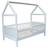 kinderbett juniorbett bis 30kg geeignet Kinderbett Juniorbett Bett Haus 140x70cm massiv weiss umbaubar