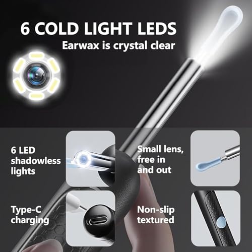Image of Ear Cleaning Camera Wax Removal Tool kit, Flexible Ear Scope Otoscope Camera Light, Visual Ear Picker Wireless Earwax Remover Tweezers for Adults & Kid