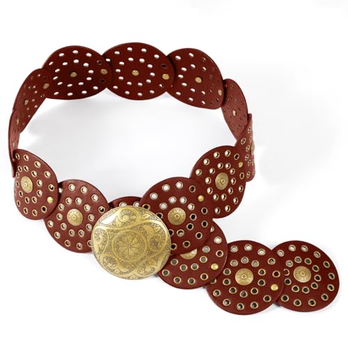 Western Belts for Woman, Boho Disk Concho Leather Belts Circle Y2k Belt, Cowboy Metal Belt Grunge Punk Accessories