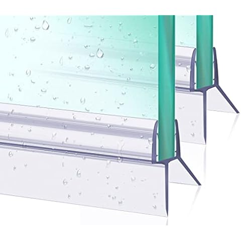 2PCS Shower Screen Seal Door Strip 800mm Shower Strip Covers up to 20mm Gap Plastic Shower Door Seal Strip for 4-6mm Straight Curved Glass Screens, Bath Shower Screen Bottom Seal Cover