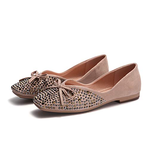 bredLily Luxury Women Flats Shoes New Crystal Ballet Flat Low-Cut Shallow Square Toe