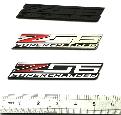 Image of 2Pcs New Z06 Blown Supercharged Engine Emblems 3D Badges Nameplate Compatible with Chevy Corvette (Coppery)