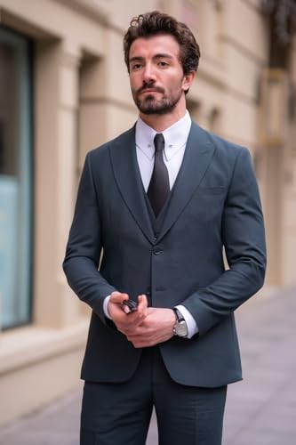 EMERAIDVLN Men's Party Suits 3 Piece Slim Fit Wedding Prom Business Suit 2 Button Peak Lapel Blazer Vest and Pants Tuxedo Set 7