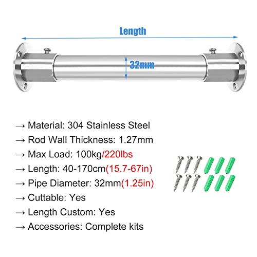 Tringle à rideaux réglable et robuste en acier pour dressing
