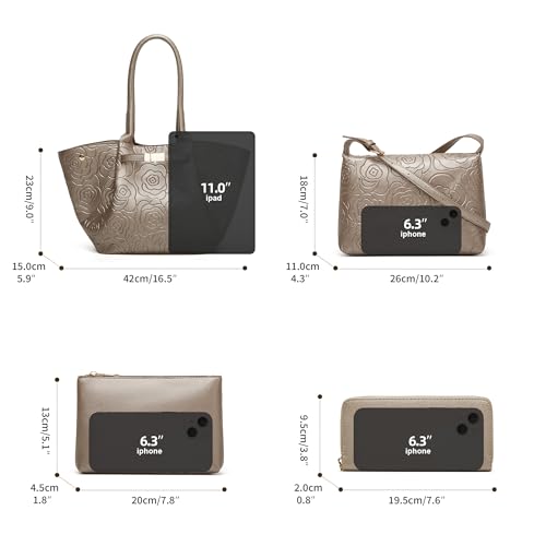 Image of Women Fashion Handbags Wallet Tote Bag Shoulder Bag Top Handle Satchel Purse Set 4pcs