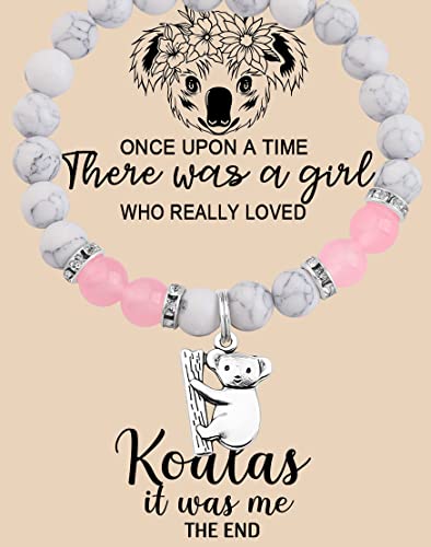 Image of MAOFAED Koala Bracelet, Koala Lover Gift, Koala Jewelry, Gemstone Bead Bracelet