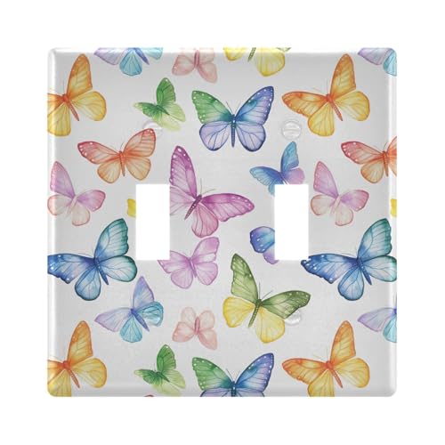 UMIRIKO Pink Blue Butterfly Light Switch Cover Plate Covers Decorative Double Toggle Home Decor 202b7082