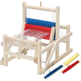 SM SunniMix Children Weaving Loom Wooden Loom Toy Weaving Tool Craft Kit Tabletop Frame with Shuttle Sticks and Warp for Simple Pattern Weaving Suitable for Art Class Parent Child
