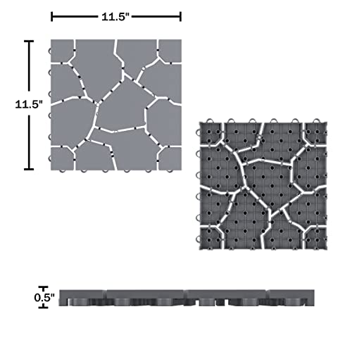 Pure Garden 196593412907 12-Pack Outdoor Deck, Stone Gray Patio Tiles #TOP2