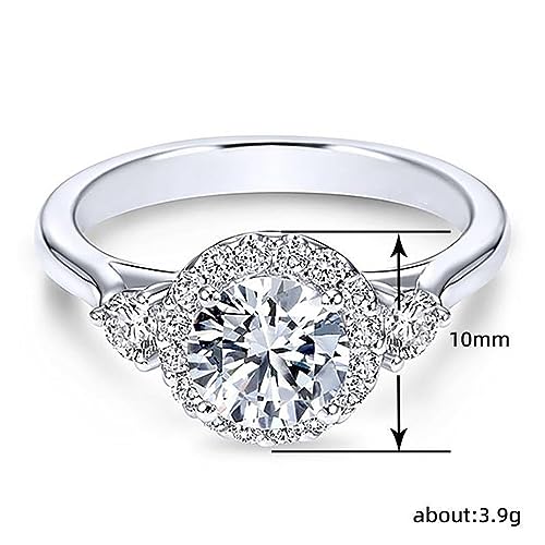 Women's 925 Sterling Silver Plated Round Cubic Zirconia CZ Halo Ring for Wedding Engagement Promise3