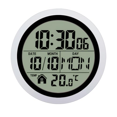 [pronala]お風呂 時計 防水時計 IPX4防滴【吸盤/マグネット】デジタル壁掛けクロック 電波自動修正 温度湿度表示 軽量234g 強力吸盤で簡単取り付け 軽量設計で移動自由 リビングやキッチンにも適 黒