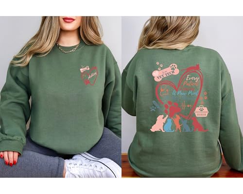 Vet Tech Shirt, Veterinary Sweatshirt, Every Patient Leaves A Paw Print, Animal Lover Gift, Personalized Dog Cat Shirt Multi3