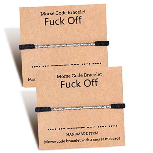 Shonyin Fxxx Off Morse Code Bracelets friendship Matching Adjustable Bracelet Set Dainty Funny Jewelry Gifts for Men Women Best Friendship 1-2 Pcs