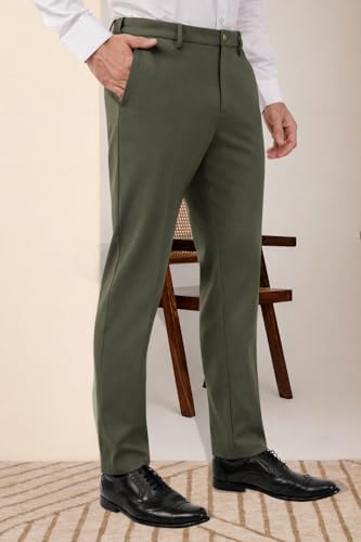 Image of SaintX Men's Premium 4-Way Comfort Stretch Formal Trousers | Smart Sweat Wicking Wrinkle Free Fabric | Smarter Techno Flex Expandable Waistband | Stylish Slim Fit | Daily Office Wear