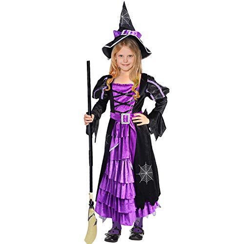 Acekid Halloween Witch Costume Fancy Party Dress Up Outfit for Girls (T(3-4T))