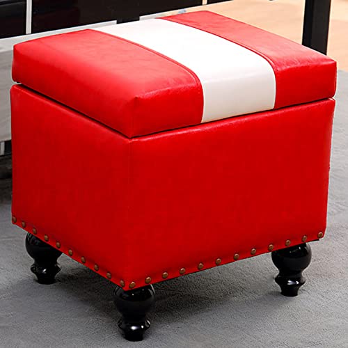 Pouf Repose-Pieds en Cuir Carré : Solution de Rangement pour Petit Salon - 4