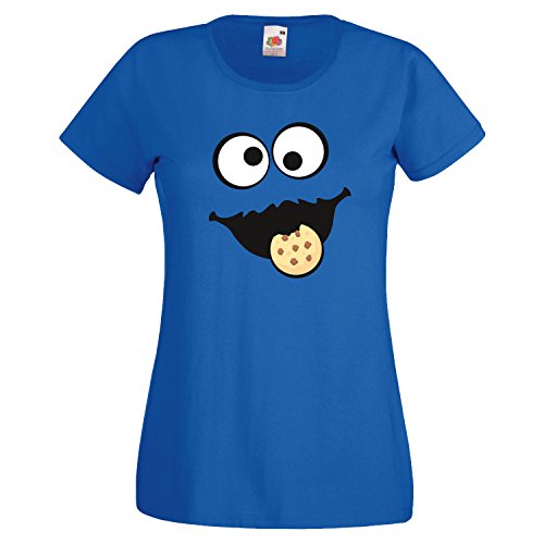 Keks Monster Damen T-Shirt Gruppen Kostüm Karneval Fasching Verkleidung Party JGA Royal Blue M Cover