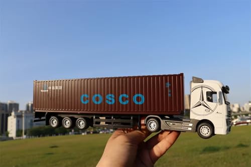 Image of 1 /50 Diecast Truck Toy Car Model Removable Transport Container Lorry Vehicle with Light Pull Back Toy Boys (White)