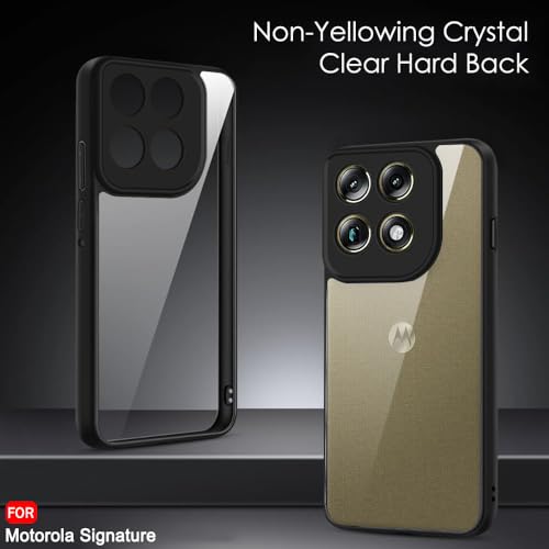 Image of TheGiftKart Hybrid Shockproof Back Cover Case for Motorola Moto Signature 5G | Camera Protection Module | Hard Back Cover Case for Moto Signature 5G (PC & TPU, Transparent Clear Back, Black Sides)