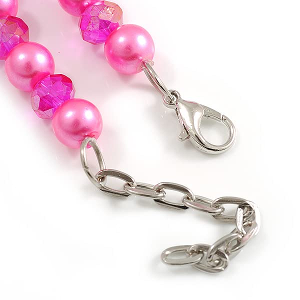 Juego de collar de perlas de cristal rosa con pulsera y pendientes Avalaya de 43 cm 7
