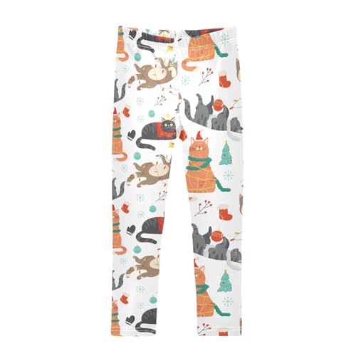 Girls Leggings Pattern with Christmas Cats Toddler Girls Clothes Leggings for Girls Toddler Girls Leggings 3-4T