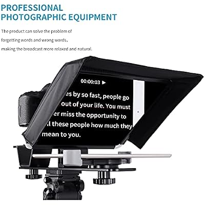 أجهزة الكمبيوتر المحمولة GVM لأجهزة الكمبيوتر اللوحية المحمولة DSLR المحمولة 10.5 بوصة Teleprompter Kit مع جهاز التحكم عن بعد والتطبيق ، وتركيبات الألومنيوم الصلبة ، مطياف عديم اللون ، عدسة عالية الدقة عالية الزاوية