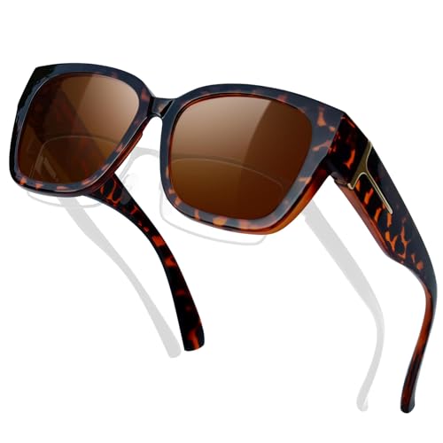 KANASTAL Übergröße Überzieh Sonnenbrille Herren und Damen Polarisiert Überbrille Sonnenbrille für Brillenträger UV400 Sonnenschutz, Leopard Rahmen Braun Gläser