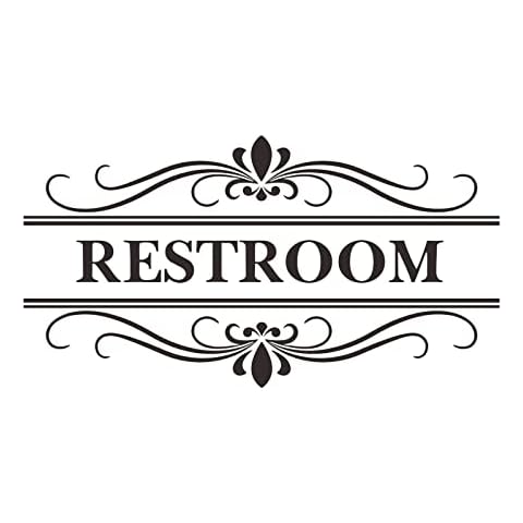 Restroom Sign Wall Decal Vinyl Stickers, Removable Cute Art Design DIY Sticker Mural for Restroom Bathroom Washroom WC Toilet Door Decoration Cover